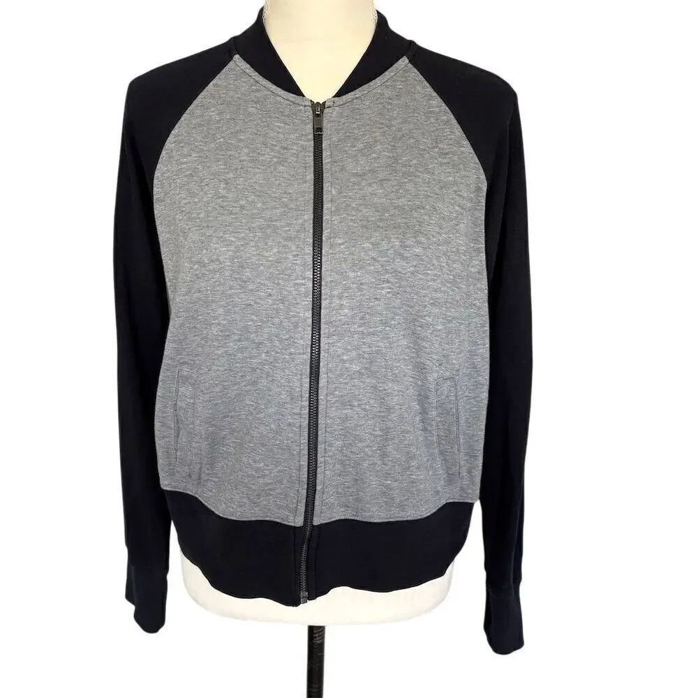 Madewell Women's Bomber Jacket Size M Navy Gray Casual Zip Up